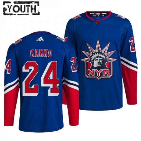 Barn Ishockey New York Rangers tröja Kaapo Kakko 24 Adidas 2022-23 Blå Reverse Retro 2.0 Authentic